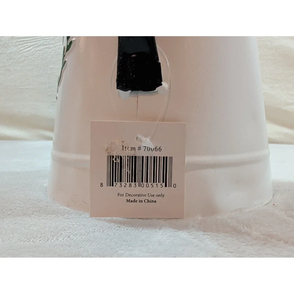 Col House Designs Bee Happy White Metal Decorative Pitcher Farmhouse Vase 70066